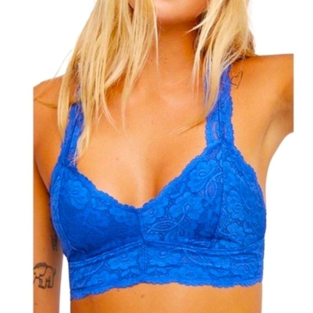 Free People Lace Bralette Galloon Racerback Blue XS
